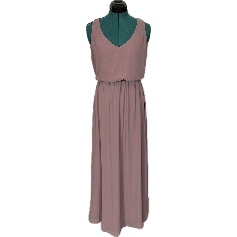 Show Me Your Mumu Kendall Maxi Dress Medium Mauve Chiffon V-Neck Elastic Waist‎